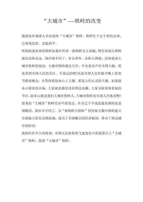 四年级话题“大城市”----铁岭的改变