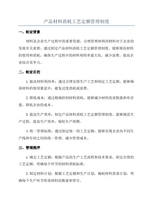 产品材料消耗工艺定额管理制度