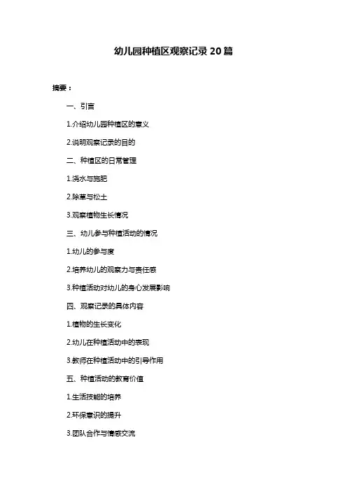 幼儿园种植区观察记录20篇