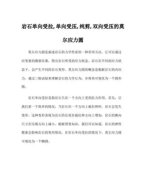 岩石单向受拉,单向受压,纯剪,双向受压的莫尔应力圆