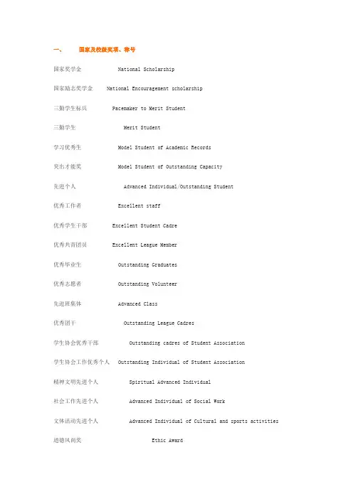 简历中会用到的一些职称英文单词