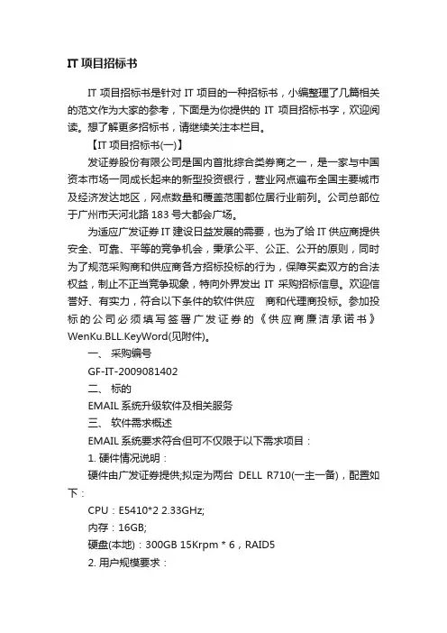 IT项目招标书