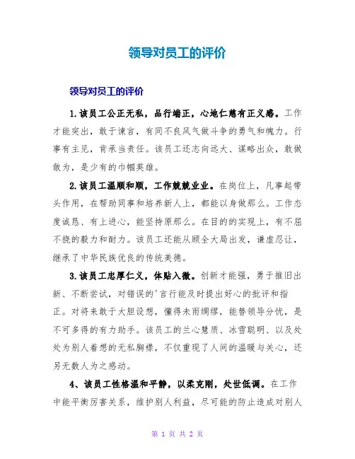 领导对员工的评价