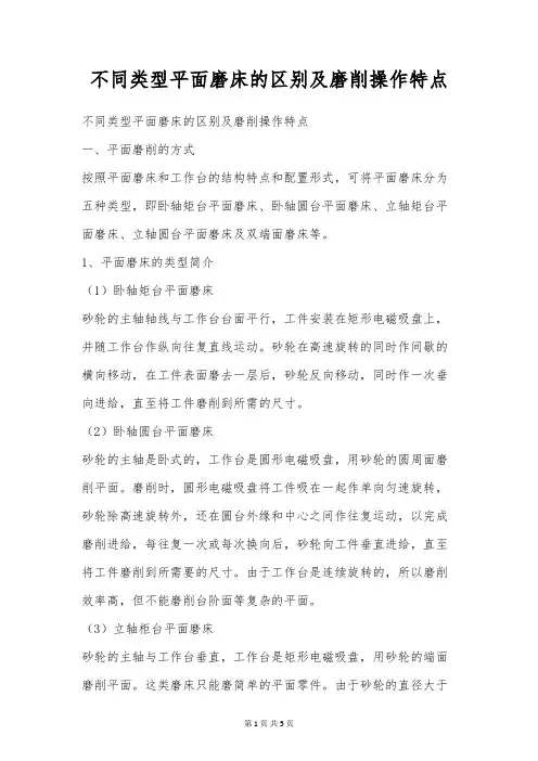 不同类型平面磨床的区别及磨削操作特点