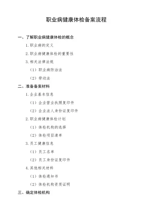 职业病健康体检备案流程