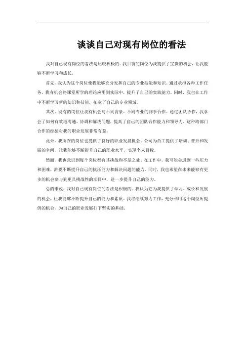 谈谈自己对现有岗位的看法