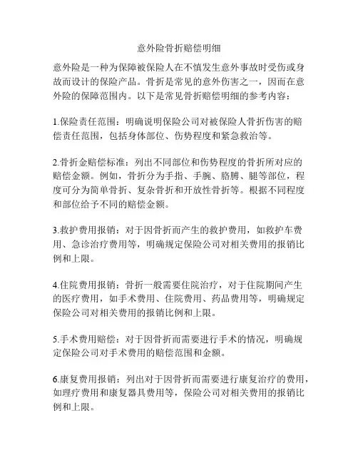 意外险骨折赔偿明细