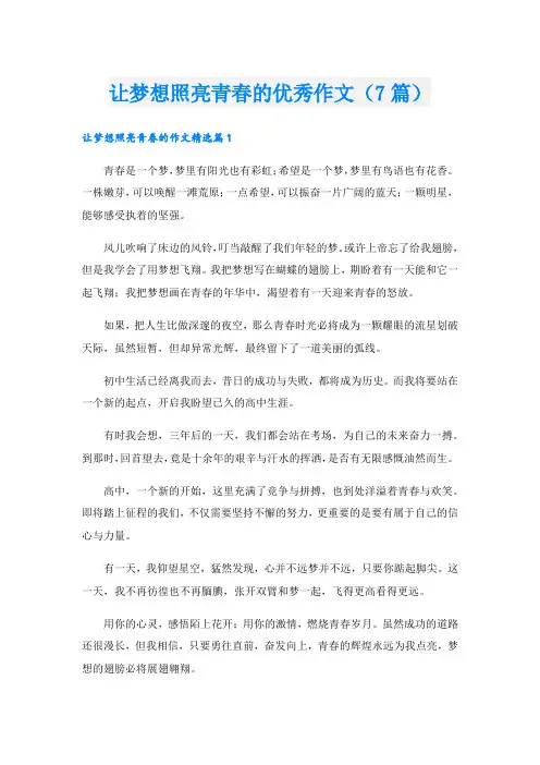 让梦想照亮青春的优秀作文(7篇)