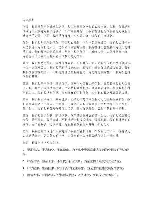 国网员工发言稿范文模板