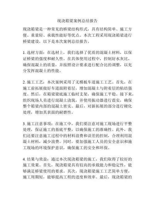 现浇箱梁案例总结报告