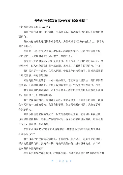 爱的约定记叙文高分作文600字初二