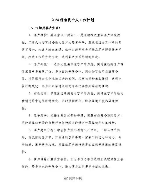 2024销售员个人工作计划（6篇）