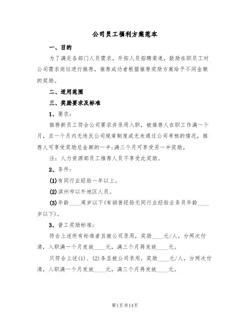 公司员工福利方案范本(五篇)