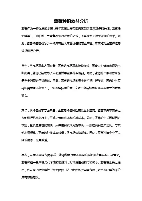蓝莓种植效益分析