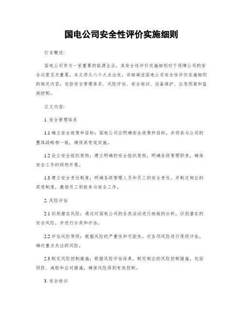 国电公司安全性评价实施细则