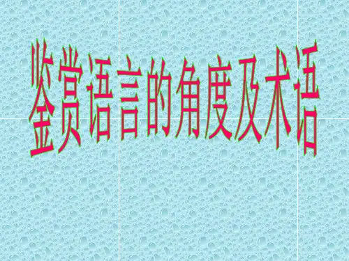 现代文阅读赏析语言的角度及术语课