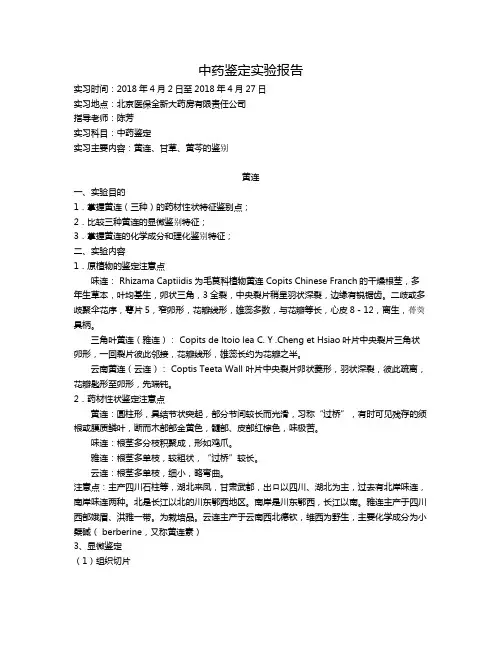 中药鉴定实验报告