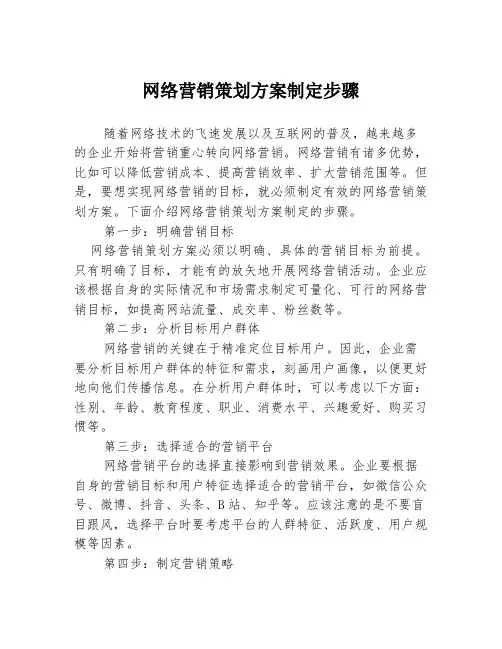 网络营销策划方案制定步骤