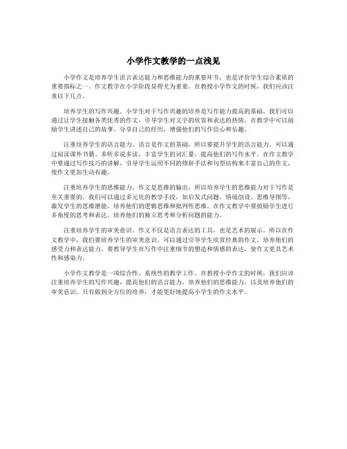 小学作文教学的一点浅见
