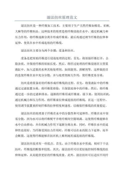 湿法纺丝原理范文