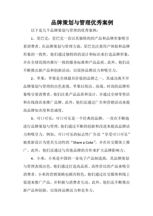 品牌策划与管理优秀案例 (1)