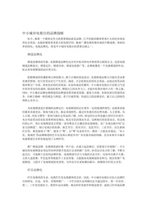 中小城市电视台的品牌战略
