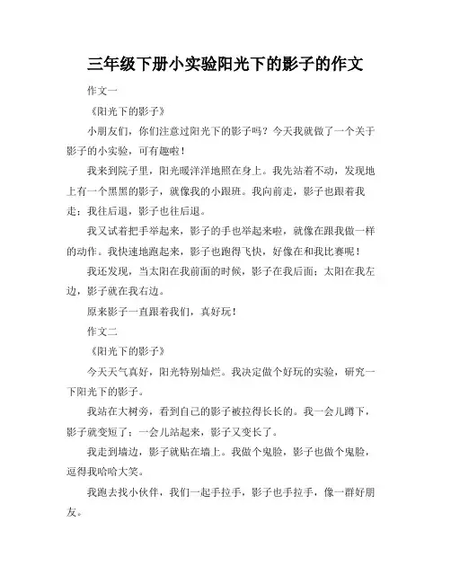 三年级下册小实验阳光下的影子的作文