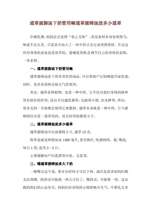 通草猪脚汤下奶管用嘛 通草猪蹄汤放多少通草