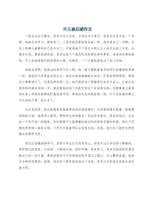 示儿读后感作文