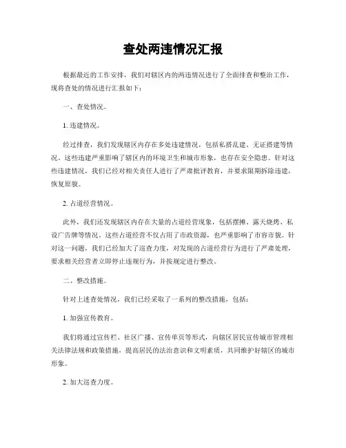 查处两违情况汇报