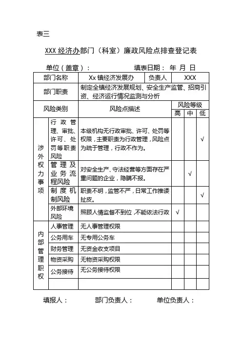 经济发展办廉政风险防控
