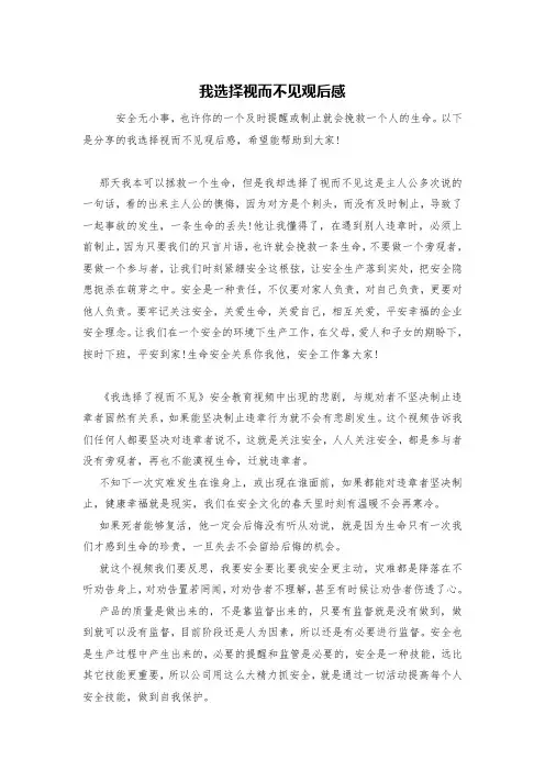 我选择视而不见观后感