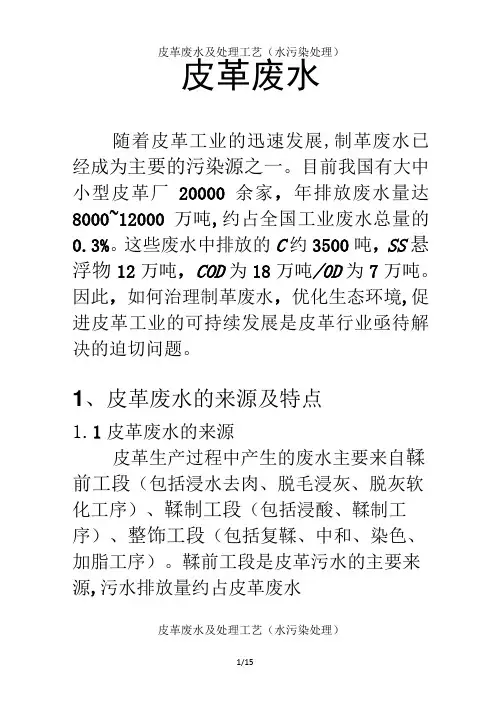 皮革废水及处理工艺水污染处理