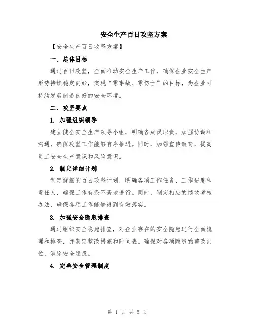 安全生产百日攻坚方案