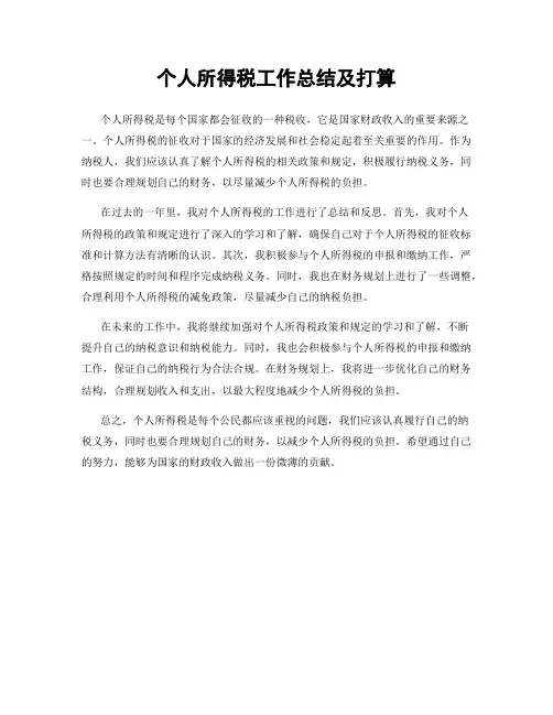 个人所得税工作总结及打算