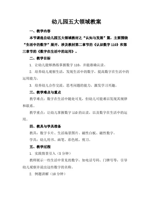 幼儿园五大领域教案