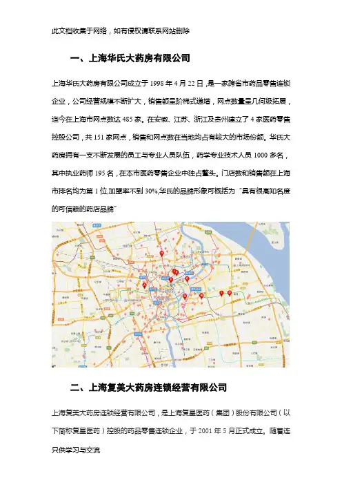 上海连锁药店排行及点位情况
