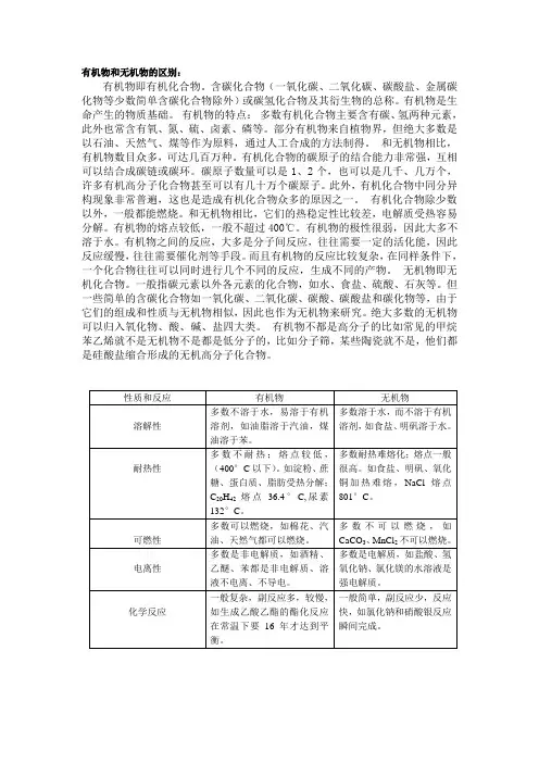 有机物和无机物的区别