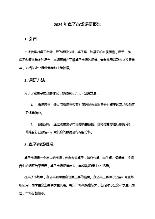 2024年桌子市场调研报告