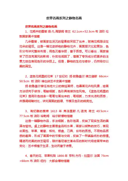世界名画系列之静物名画