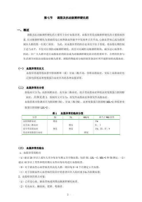 调脂及抗动脉粥样硬化药