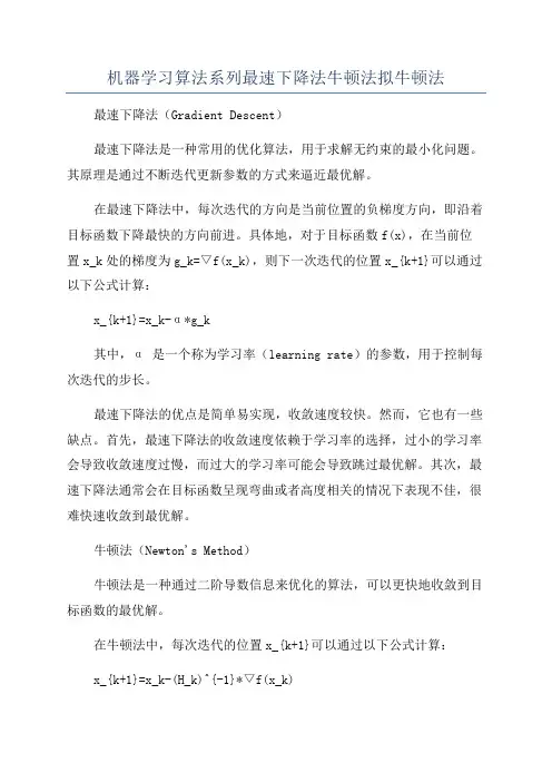 机器学习算法系列最速下降法牛顿法拟牛顿法