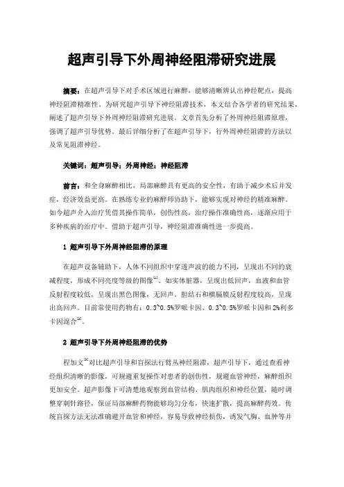 超声引导下外周神经阻滞研究进展