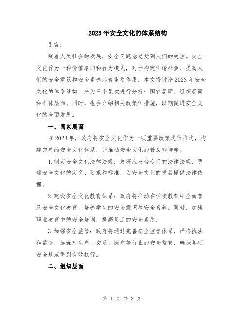 2023年安全文化的体系结构