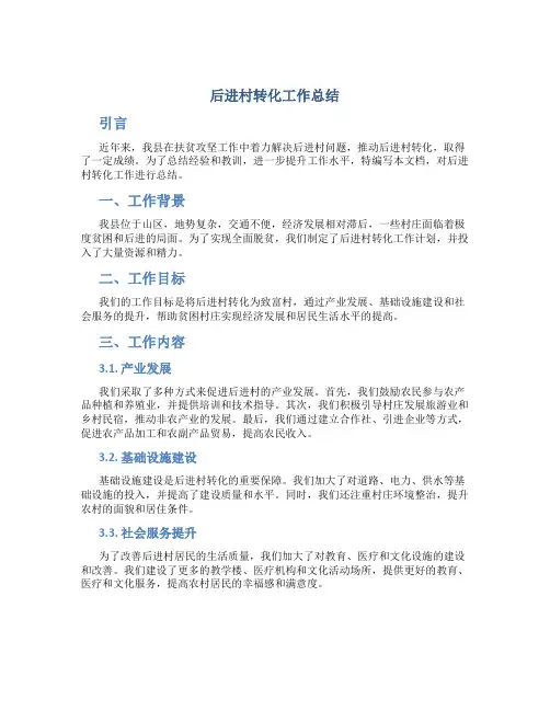 后进村转化工作总结