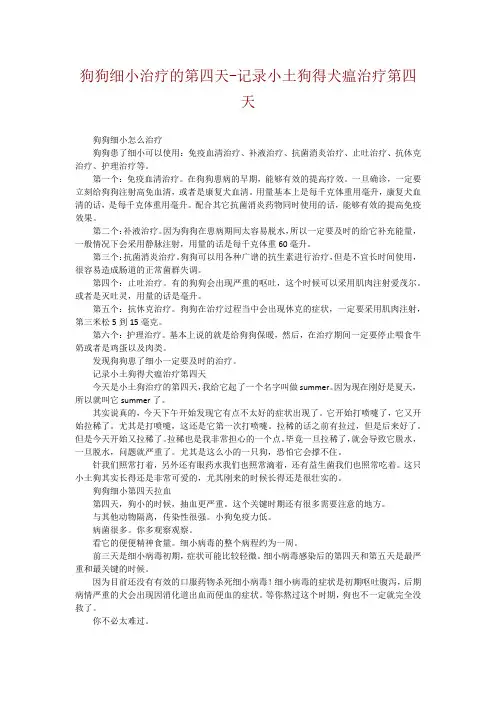 狗狗细小治疗的第四天-记录小土狗得犬瘟治疗第四天