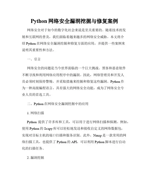 Python网络安全漏洞挖掘与修复案例