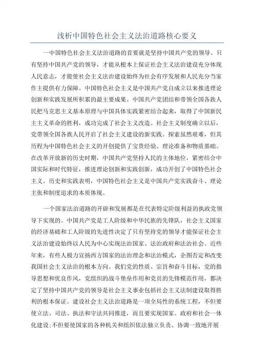 浅析中国特色社会主义法治道路核心要义