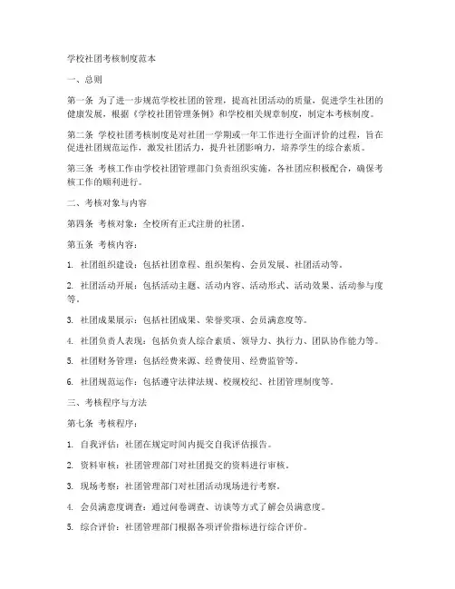 学校社团考核制度范本