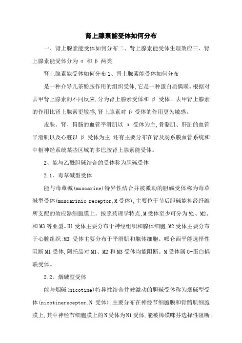 肾上腺素能受体如何分布